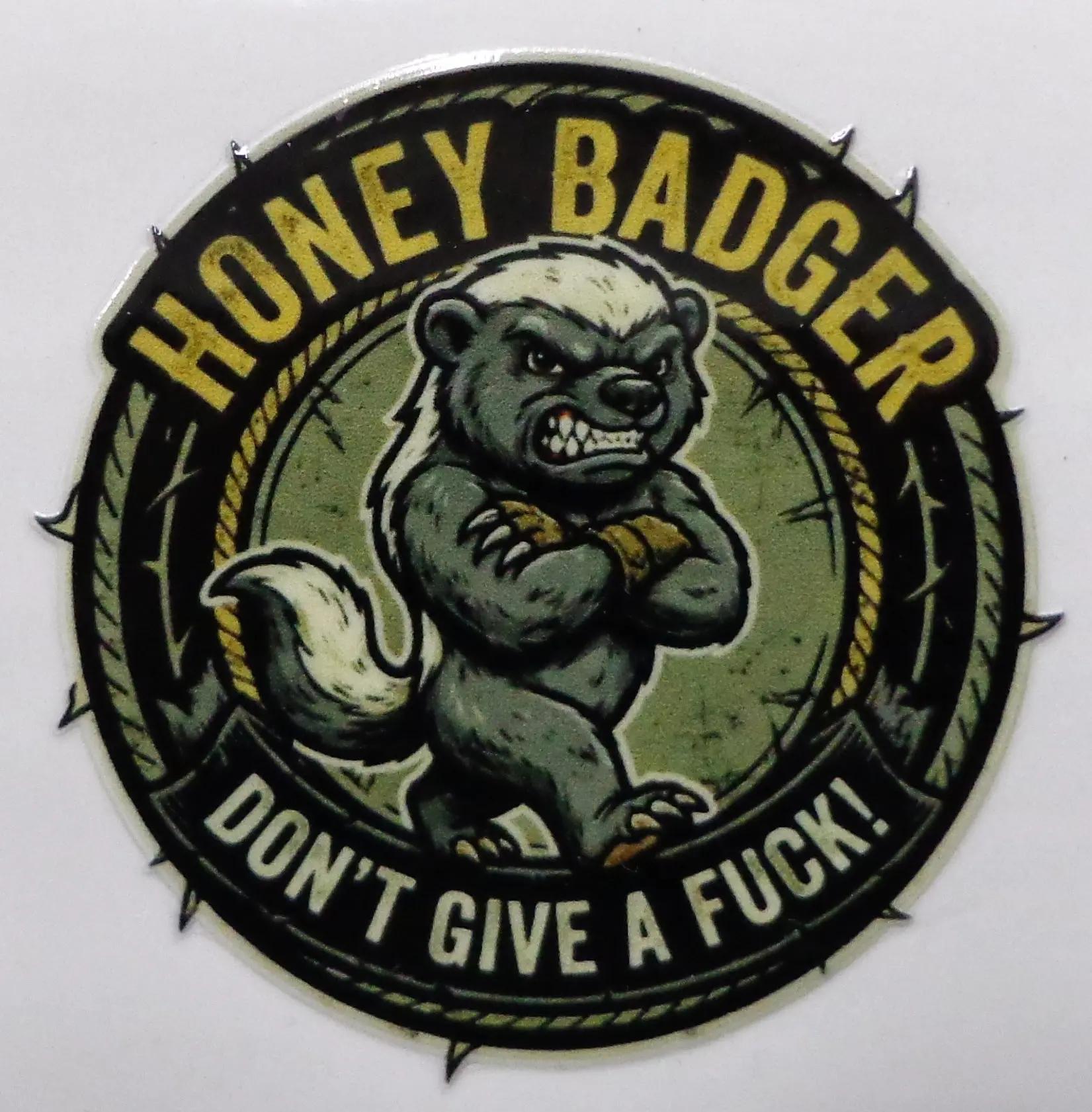 Honey Badger Don't Give a F*ck Sticker 3in x 3in UV DTF Decal