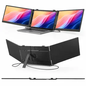 Cevaton 14" Dual Laptop Screen Extender, Dual Portable Monitor for Laptop, Ultra-Slim 3.0 lbs Design, Rear Cable Setup for Cleaner Desk, Fits 13.3"-17.3" Laptops, Check Dual Display Support, 4th of july gifts