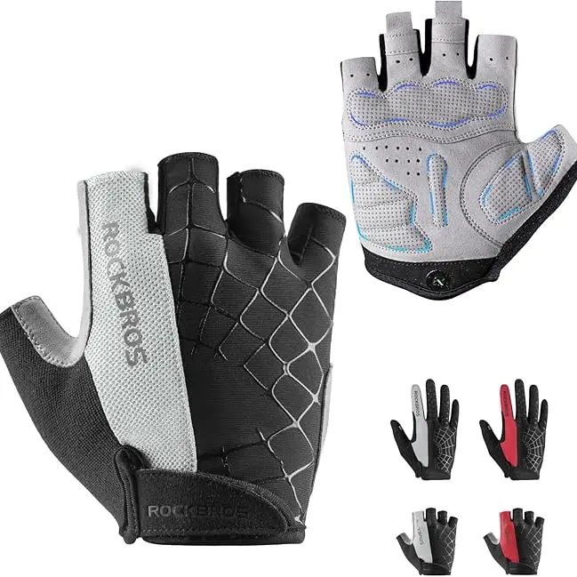 ROCKBROS Unisex Short Finger Biking Gloves - SBR Padded, Breathable Workout Gloves, Adjustable Heat-Vent Mesh, Non-Slip, for Road, MTB, Camping (Spring, Autumn Use, Female-Friendly)