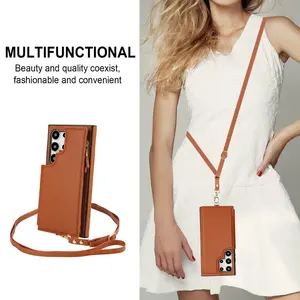 [Free/ship] Wallet Case For Samsung Galaxy S24 Ultra 23 22 21FE Plus with Card Holder, Zipper Slots PU Leather Stylish Protective Cover for Women & Men, Phone Accessories Compatiable with Samsung Galaxy S24 Plus 23 Ultra, Perfect Christmas Gift