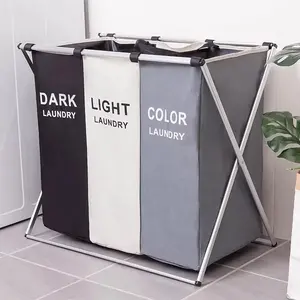 1-3Grids Laundry Basket Foldable Dirty Clothes Organizer Bathroom Waterproof Storage Basket Large Laundry Hamper Two Size New