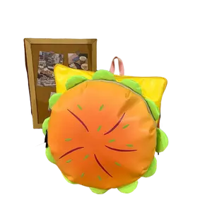 2026 Summer New Cute Burger Cartoon Backpack for Women, Large Capacity, Quirky and Stylish Double-Shoulder Bag