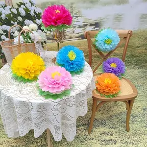 10pcs Carnival Party Flowers Colorful Decorative Paper Flowers Outdoor Decoration Birthday Carnival Colorful Decoration Party Background Photo Pavilion Wall Decorations High-quality Materials