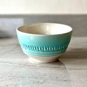 Medium Bowl, White Clay and Translucent Blue Glaze
