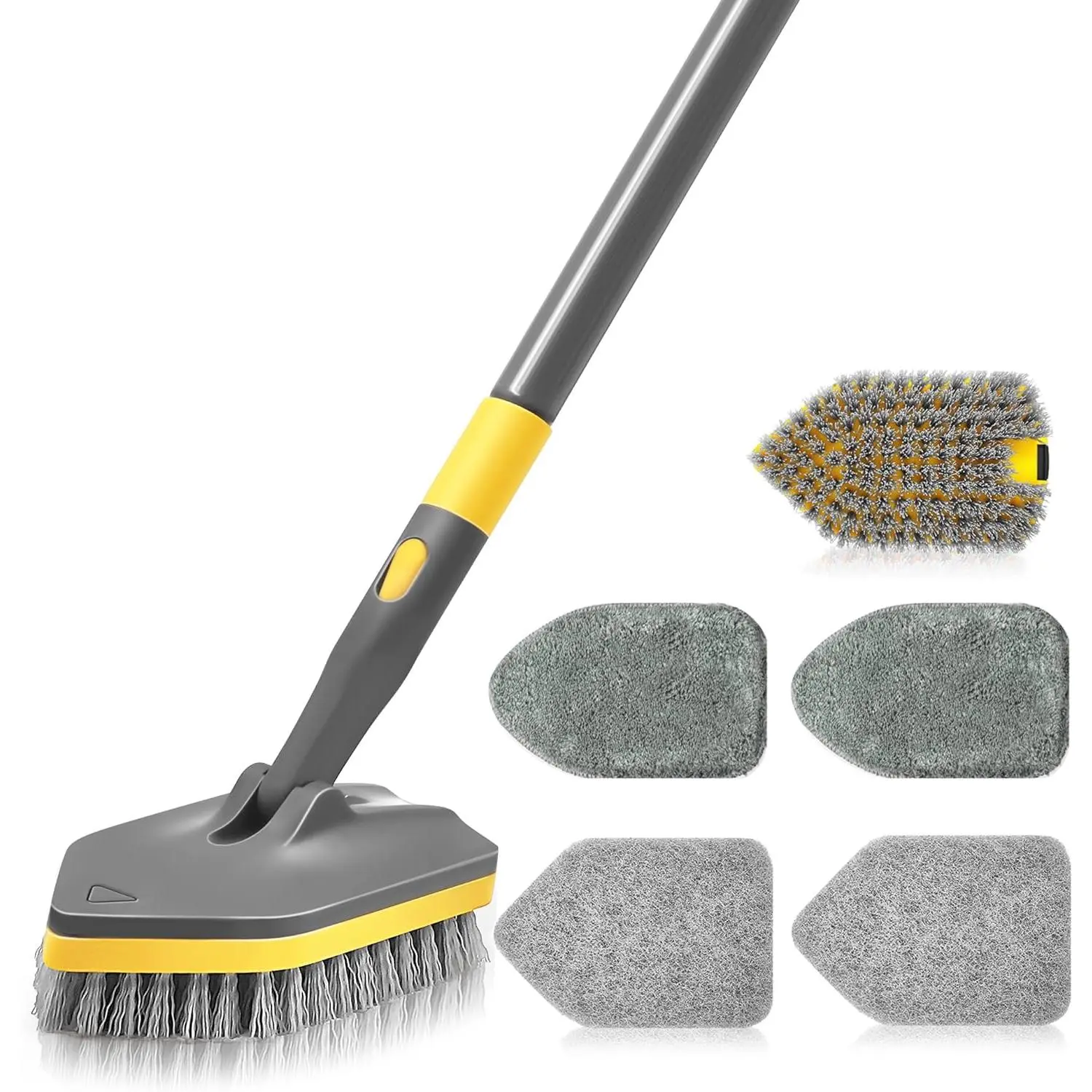 Tile Bathtub Scrubber Brush with Long Handle, 3 in 1 Shower Tub Scrub Brush