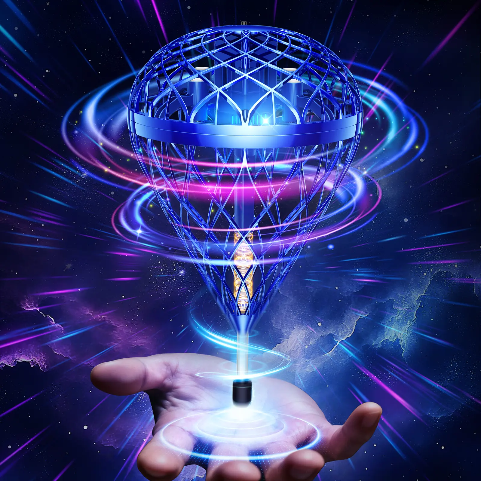 Flystars Flying Orb Ball Drone, Hand Controlled Magic LED Boomerang Hover Spinner, Quick USB-C Rechargeable with 2 Swappable Battery, Indoor Outdoor Fun Toys & Birthday Gifts for Kids Ages 6+, Gifts for Christmas