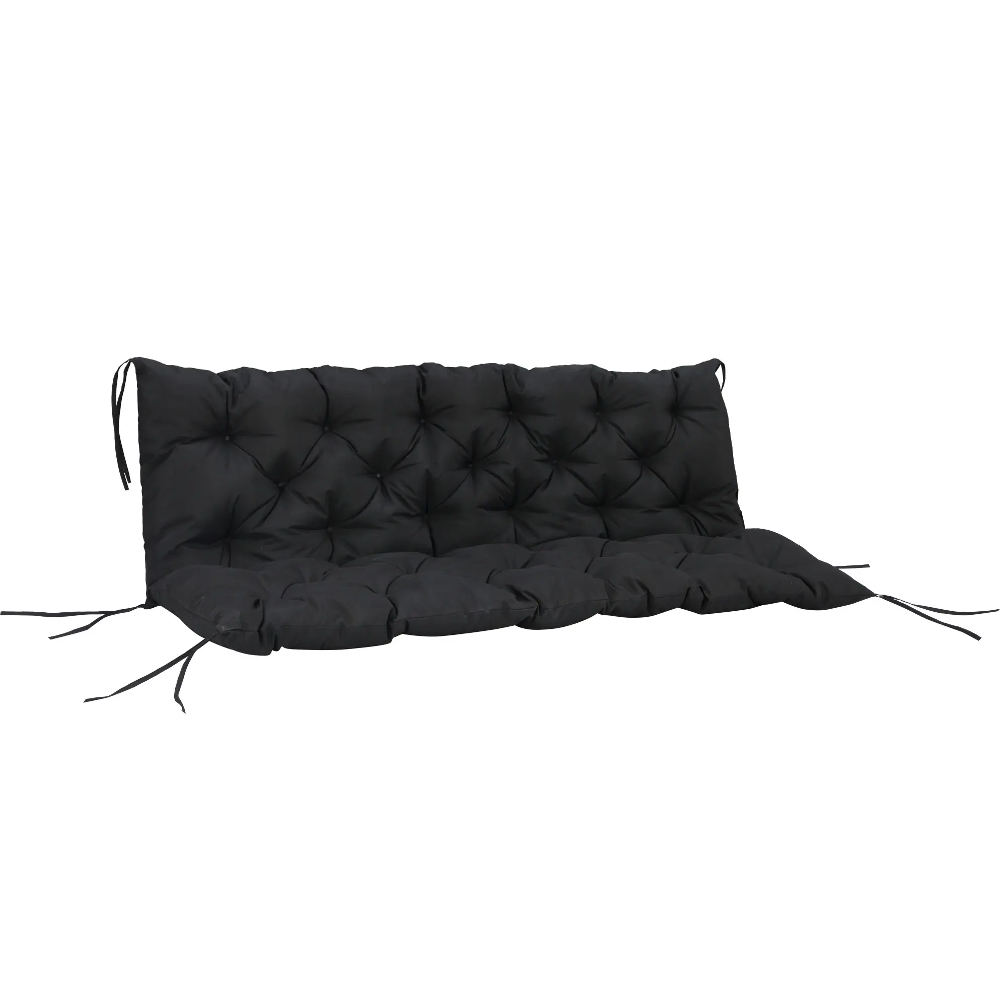 Outsunny 59" x 38" Tufted Bench Cushion for Outdoor Furniture, 3-Seater Replacement for Swing Chair, Patio Sofa/Couch, Overstuffed, Includes Backrest, Dark Blue