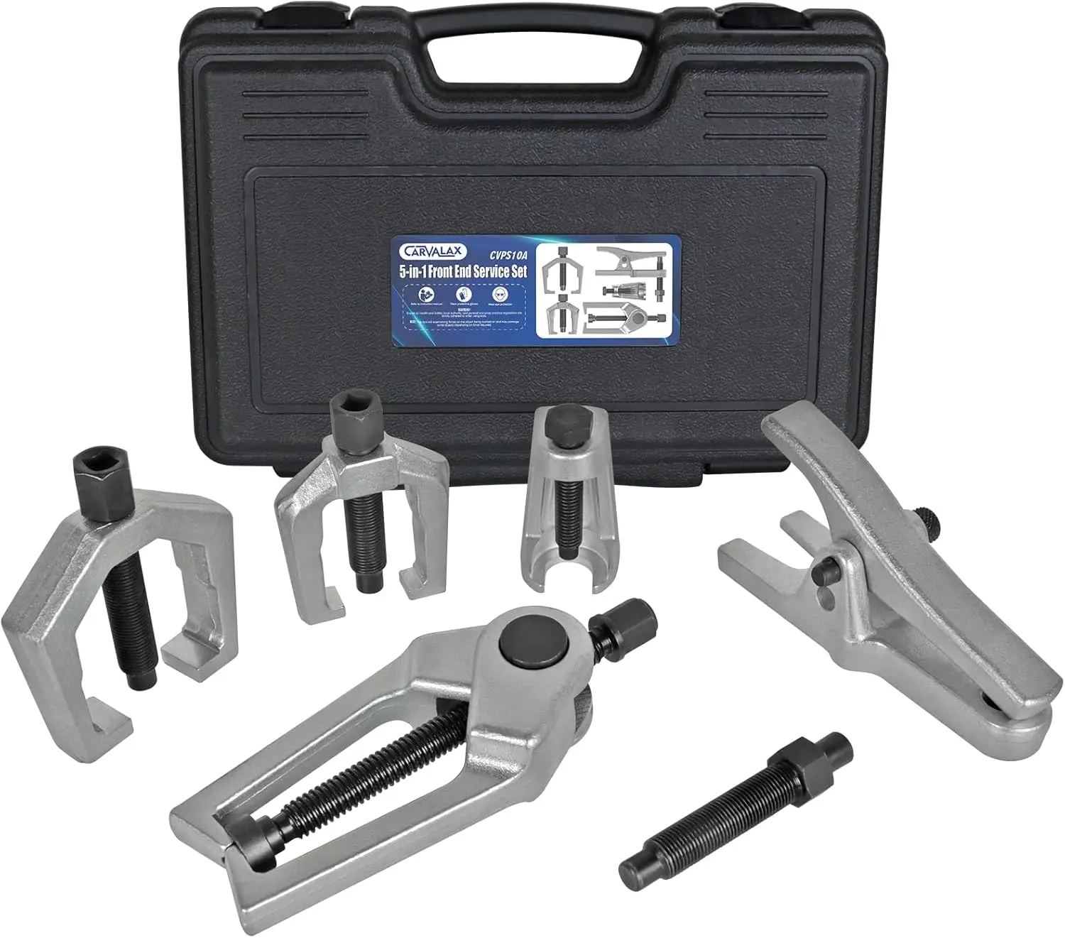 5-in-1 Functional Metal Parts Multi-Tool Set, Front End Work Ball Joint Separator with Pitman Arm Puller & Tie Rod Remover for Cars/SUVs Pickup Trucks, Automotive Disassembly Tool Kit w/Storage Case