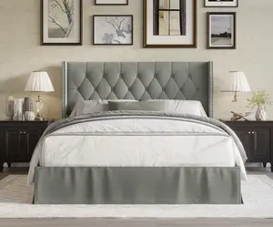 Favorer Billy Tufted Upholstered Platform Bed - Wingback or Non-Wingback, Available in Multiple Sizes, Classic Design Favorer Billy Tufted Upholstered Platform Bed - Wingback or Non-Wingback, Available in Multiple Sizes, Classic Design