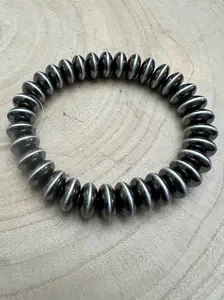 Faux Sterling Saucer Stretch Bracelet — 10mm Western Beaded Bracelet