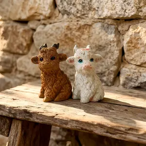 Two Seated Cows Farmhouse Style, Masterly Handmade Resin Decor, Perfect for Desk Bookshelf Entryway Table Kitchen