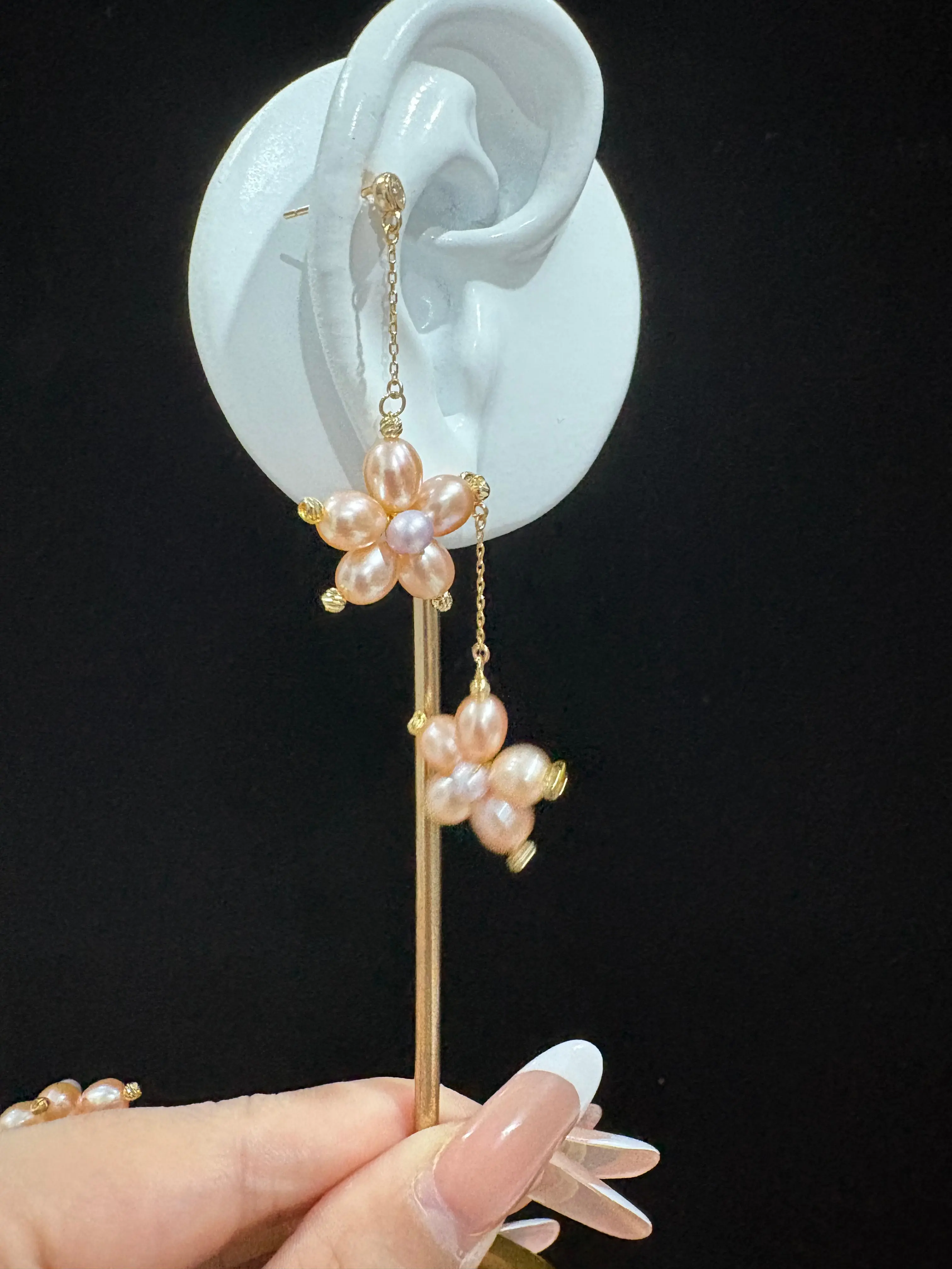 NO.12-Freshwater flower pearls earrings in s925