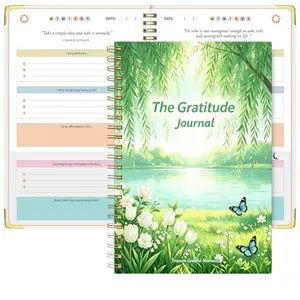 "Gratitude Journal" for men and women Five-minute daily gratitude practice, green landscape cover design, includes motivational prompts and quotes, brings more joy, affirmation, mindfulness, and reflection, personalized self-care gift