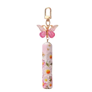 Reusable Floral Perfume Bottle with Butterfly Design and Soft Colors, Portable for Travel, 1-Piece Women's Gift