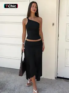 Women's Solid Color Cami Top & Skirt Two-piece Set, Sleeveless Top & Skirt, Ladies Summer Clothes for Daily Wear, Suits, Matching Skirt Set