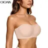 OEAK Womens Strapless Bras Push Up Bandeau Bra Non Slip Wireless Supportive Padded Bras Seamless Comfortable Tube Jelly Bra