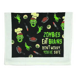 Zombies Eat Brains Dont Worry Youre Safe Funny Undead Tea Towel Funny Dish Towels Soft Adsorbent Tea Towel