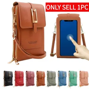 Women's Fashion Casual Touch Screen Crossbody Phone Bag, Adjustable Strap, Multi-Layer Shoulder Bag, Card Slots, Zipper Closure