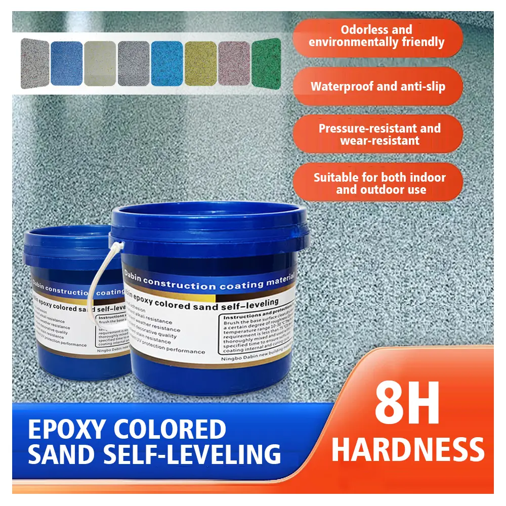 Epoxy flooring,Large capacity epoxy colored sand floor paint, suitable for garage, indoor and outdoor surfaces, living room high gloss marble waterproof and anti slip epoxy floor paint