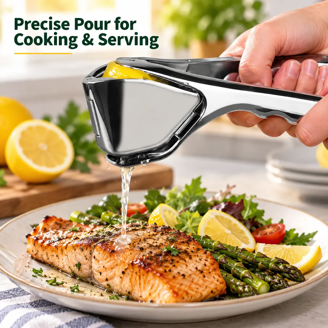 Lemon Squeezer Hand Press, Zinc Alloy Manual Citrus Juicer, Durable Fruit Juice Extractor for Lemon, Lime & Small Citrus Fruits, Kitchen Utensil for Cooking, Baking, Beverages & Cocktails
