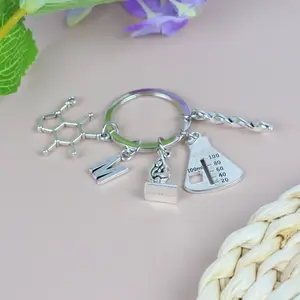 Science Keychain, Chemistry Keyring, Science Gift For Science Lover Scientist Science Teacher, DNA Molecule Charm, Lab Tech Accessories