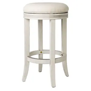 Maven Lane Eva Round Backless Kitchen Swivel Stool, White Oak, Counter Height