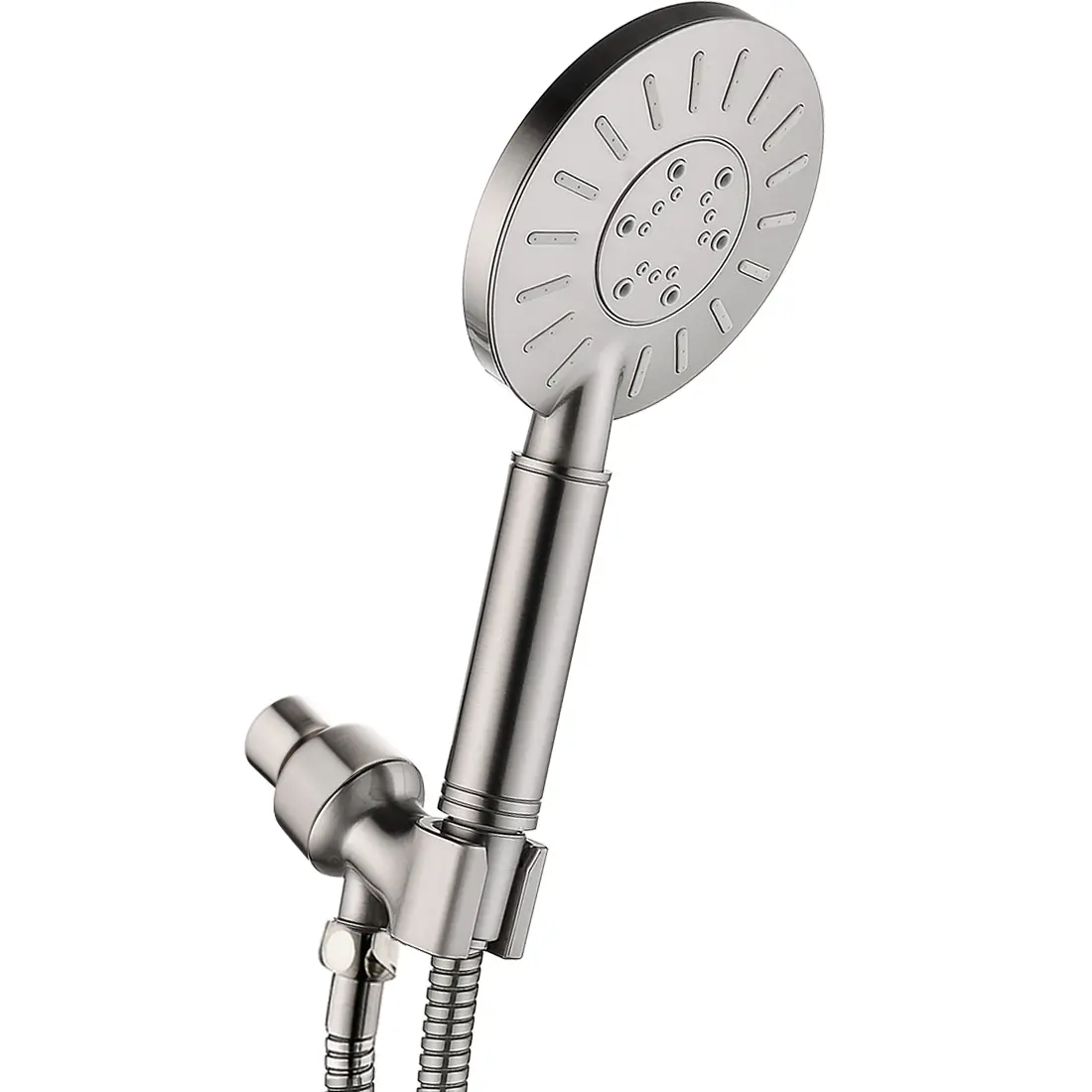 BRIGHT SHOWERS High Pressure Handheld Shower Head with 5 ft Stainless Steel Hose Adjustable Shower Arm Mount Rain Shower