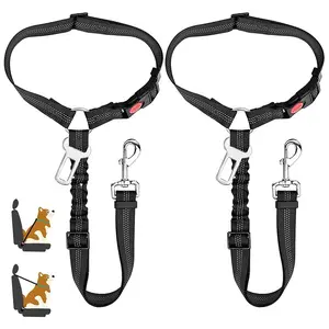 Pet Car Safety Belt, Multifunctional Elastic Retractable Leash for Medium & Large Dogs, Anti-Pull Walking Lead