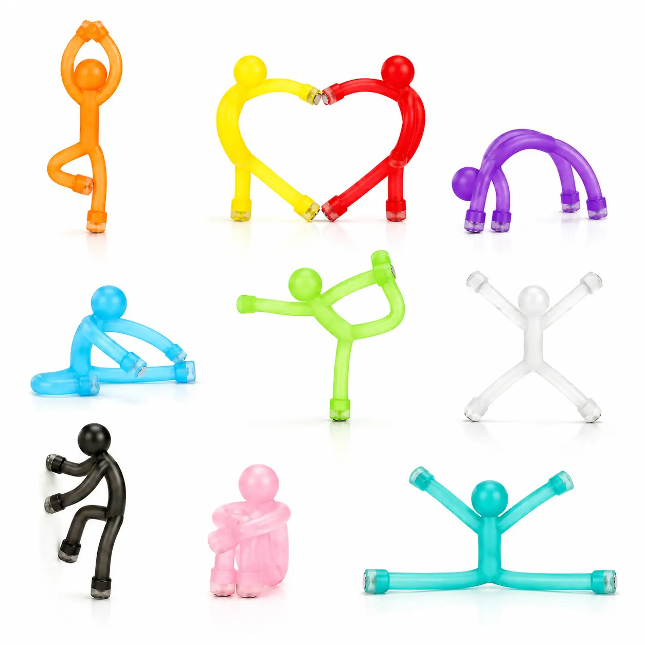 10Pcs Magnetic Fidget Figures Kids Toys - 1-Piece Silicone Design, Safe Non-Drop Magnets, Quiet Travel Toy, ADHD Anxiety Relief, Fine Motor Skills Boost, Easter Baskets/Restaurants/Stories Use, Neurodivergent Gift (Ages 3+)