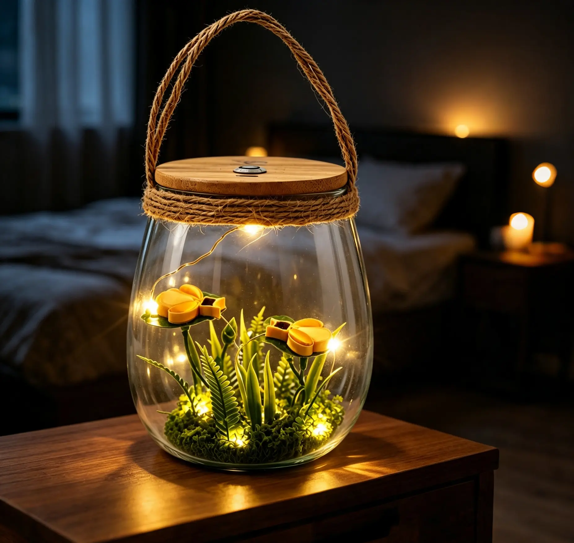 Handmade Firefly Glass Jar Light, Magical LED Lantern with Warm Glow, USB Rechargeable Mini Garden Decor, Unique Gift for Home & Special Occasions