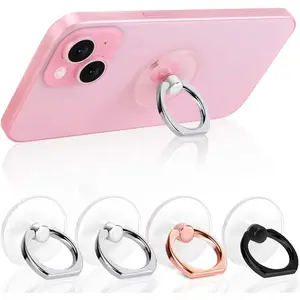 Cell Phone Ring Holder, Transparent Ring Holder 360?Rotation Finger Ring Stand, Clear Cell Phone Kickstand Compatible with  of Phones, Tablet and Case, (2Silver+1Black+1Rose )