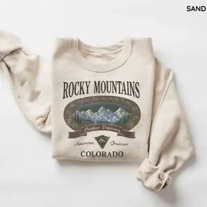 Retro Rocky Mountains Colorado Sweatshirt, Vintage 90s Mountain Graphic Crewneck, Hiking Outdoor Pullover, Cozy Unisex Gift for Nature Lovers