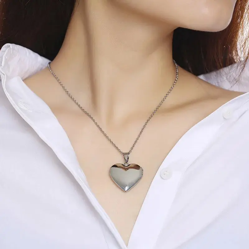 Heart Locket Pendants for Women Men Openable Photo Frame