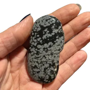 Polished Snowflake Obsidian Palm Stone for Grounding and Protection - Natural Balance and Tranquility
