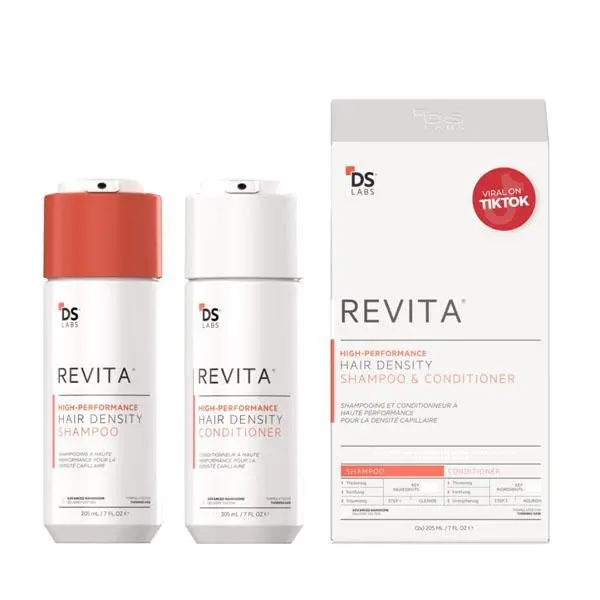 🔥 HOT SALE 51% OFF | DS Labs Revita Hair Density Shampoo & Conditioner for Thinning Hair, 205 mL | Complete hair care routine powered by peptides, turmeric, caffeine & ginseng for healthier-looking, fuller-looking hair.