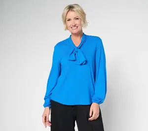 by Stacy London Pull-Over Jersey Bow Blouse