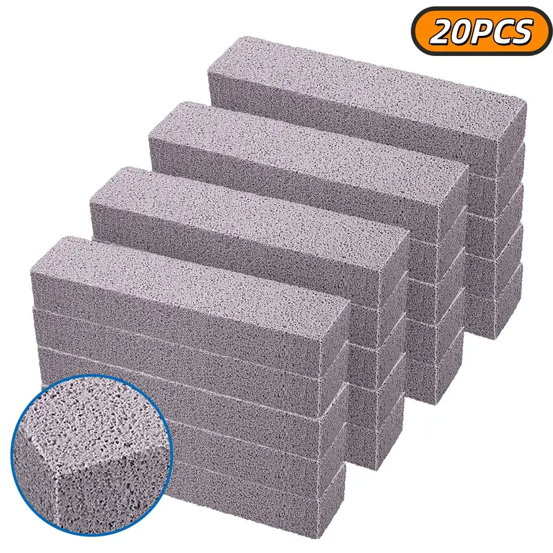 20 Pcs Durable Stick Shape Pumice Stones (5.9x1.4x0.9 in) - High-Density Non-Toxic Household Care Scrubbers, Home Kitchen Use for Grease, Hard Water Rings Removal & Tight Spots Access, Remove Dirt