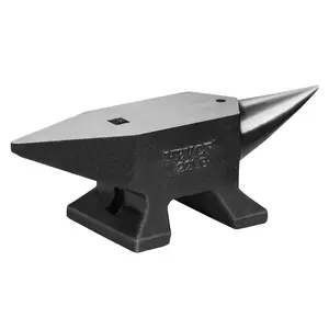 VEVOR 22Lbs Cast Steel Single Horn Anvil, High-Hardness Rugged Blacksmith Tool with Large Countertop, Stable Base, Round & Square Holes, for Metalsmith Bending Metal & Shaping