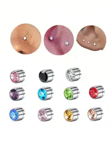 6pcs Magnetic Fake Nose Stud, Fake Nose Piercing Silver Gold Clip On Earring Nose Piercing Kit
