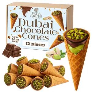 Dubai Chocolate Cones with Pistachio Kataifi – 5.3 oz Chocolate Dessert with Crunchy Kunafa Layers