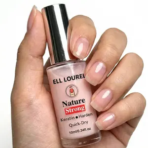 ELL LOUREL Nature Strong Keratin Harden Nail Strengthener, Quick-Dry Natural Pink Nail Hardener, Nourishing Keratin Nail Care for Weak, Thin Nails, Salon Quality DIY Manicure, Perfect Holiday Gift, 10ml/0.34fl.oz