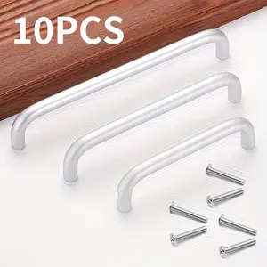 10 U-Type Drawer Handles, Durable Aluminum Alloy, Easy Installation, Matte Finish, Kitchen Cabinet Drawer Pulls, Multi-Functional Use