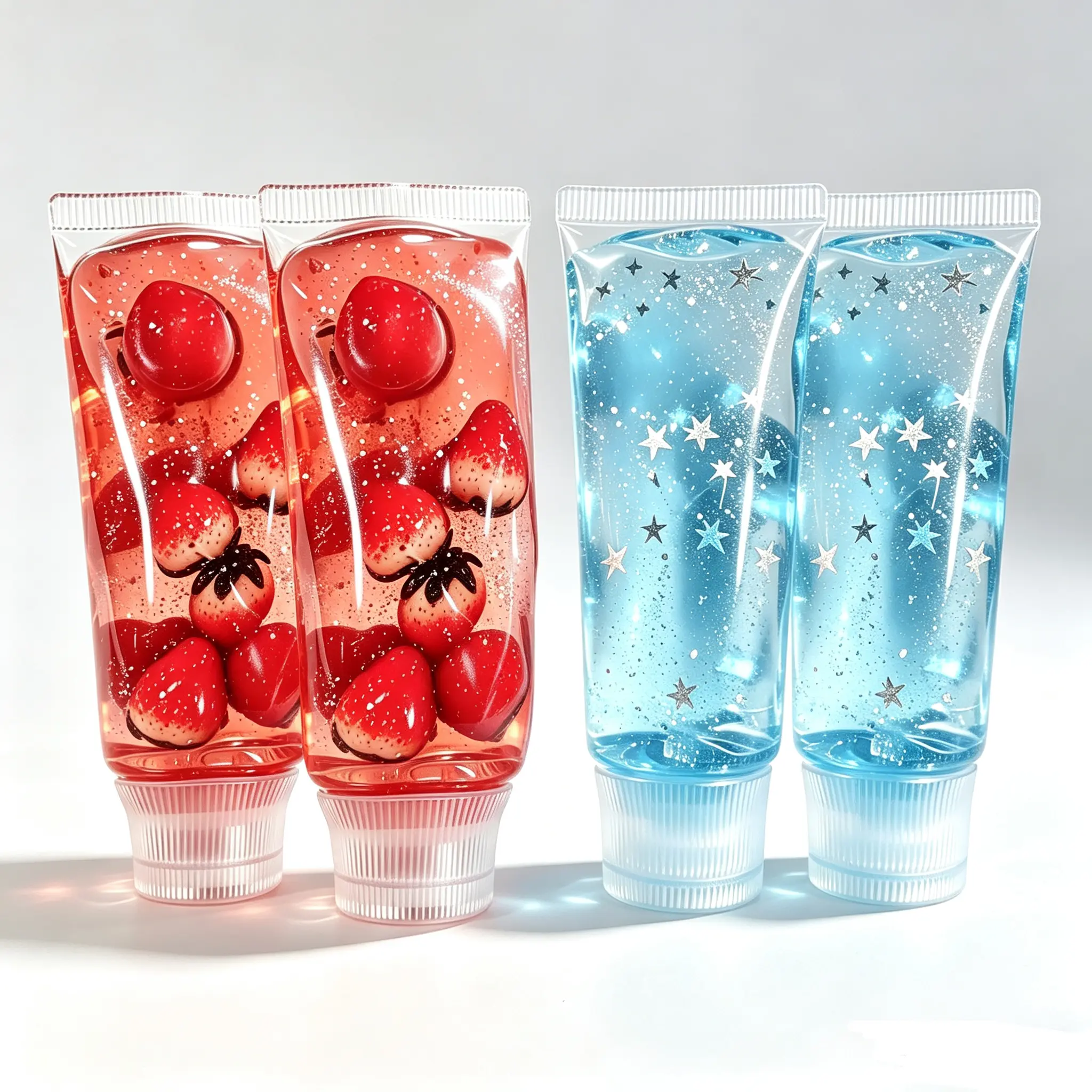 Chiboki Jam Slime Red & Blue 2 Pack | Stain-Free ASMR Sensory Clear Gel Slime Toothpaste Tube, Halloween & Christmas Gifts, Student Favors