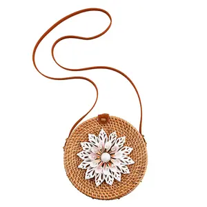 Tamsy Handmade Round Crossbody Bag with Shell