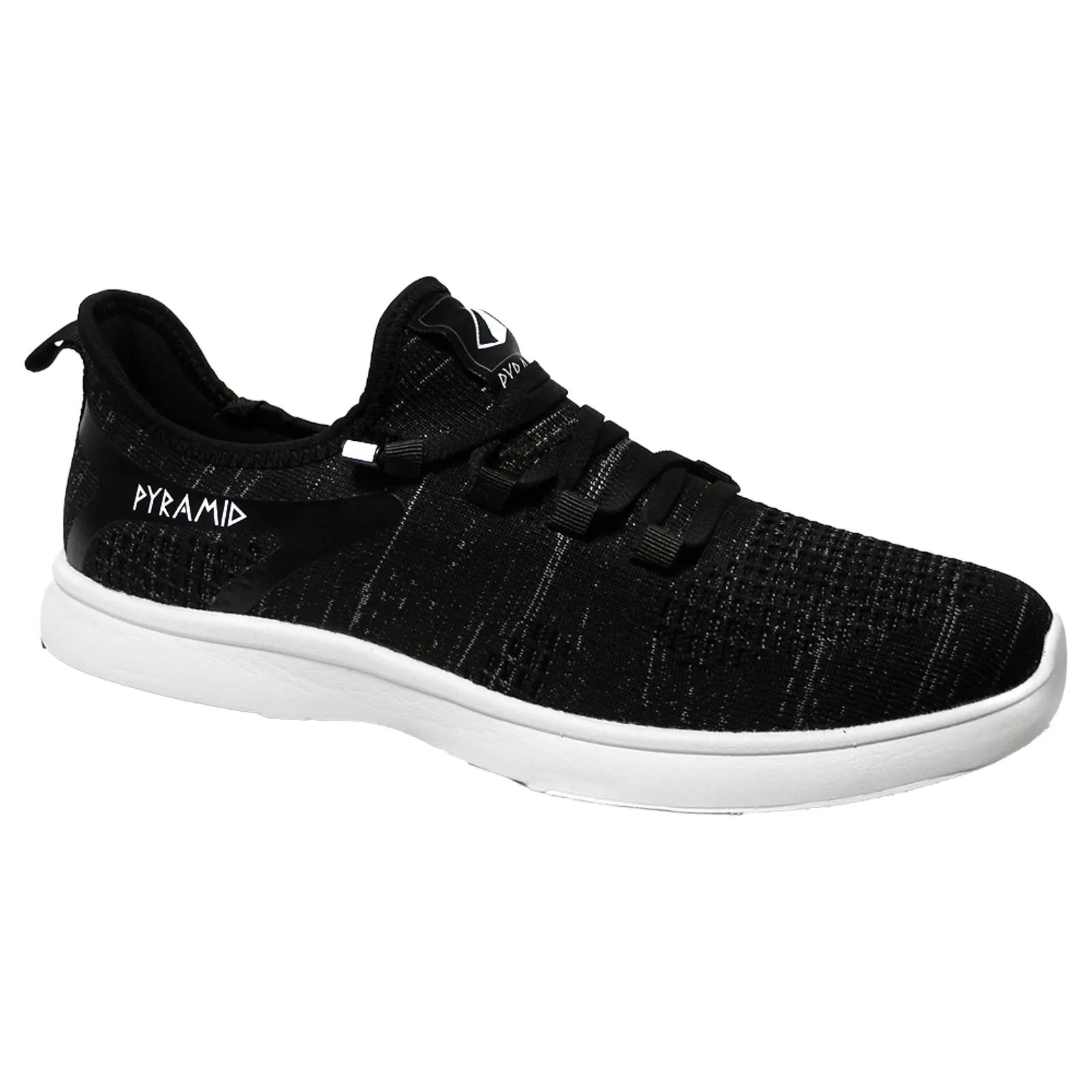 PYRAMID Men's Path Lite Seamless Knit Upper Slip-On Bowling Shoes in Static Black, Lightweight Athletic Footwear with No Tie Laces, Rubber, Sports Shoes, Lightweight Sole, Casual, Closed Toe, Knit Mesh