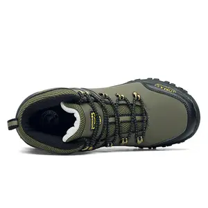 Men's High-Top Waterproof Hiking Boots: Lightweight Outdoor, Retro-Style Mountaineering. Warm, Durable, Non-slip, Elastic Ankle Support. PU Upper, Rubber Sole, Lace-up. Fit For All-season Adventures, Hiking, Outdoor Exploration. Hiking Accessories.