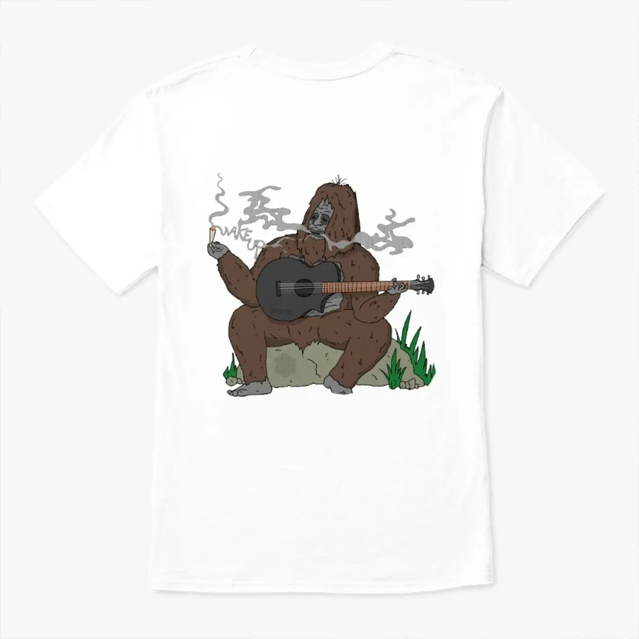 Sassy the Sasquatch Smoking Wake Up Guitar Big Lez Show Graphic Tee Street Style Crew Neck Short Sleeve T-Shirt Tops Trendy for Women for Men