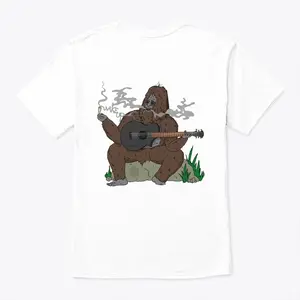 Sassy the Sasquatch Smoking Wake Up Guitar Big Lez Show Graphic Tee Street Style Crew Neck Short Sleeve T-Shirt Tops Trendy for Women for Men
