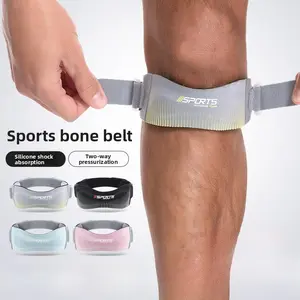 Adjustable Patella Knee Strap, Silicone Shock Absorbing Knee Support Band, Breathable Patellar Tendon Brace for Running, Basketball & Sports