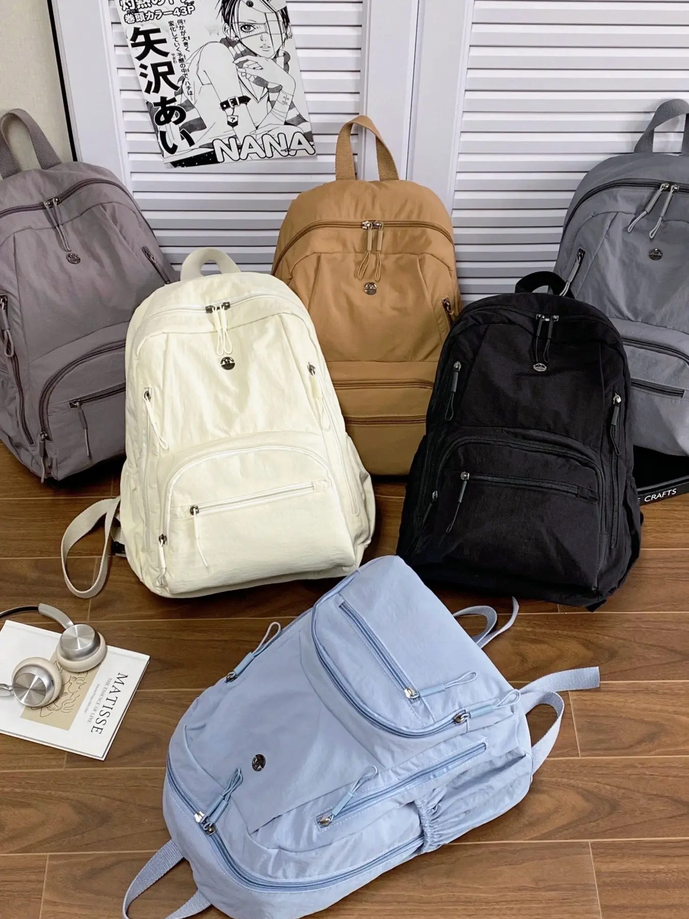 2026 New Simple Multi-Pocket Zip Backpack, Lightweight Nylon Casual Backpack, Unisex Student School Commute Large Capacity Bag, Backpacks for School